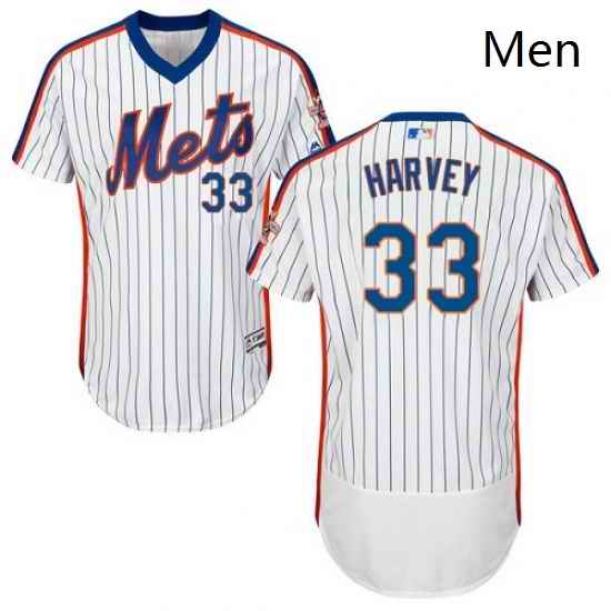 Mens Majestic New York Mets 33 Matt Harvey White Alternate Flex Base Authentic Collection MLB Jersey